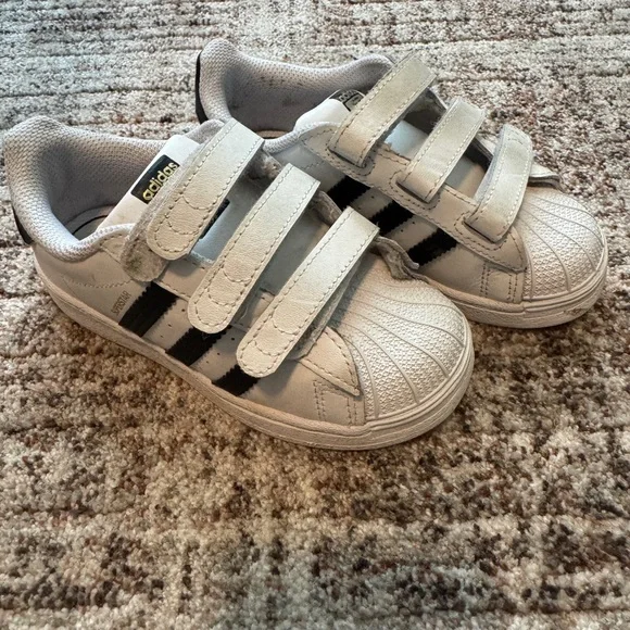 Adidas Kids White Superstar Sneakers - Picture 3 of 6
